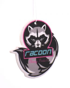 Závěsný vůně ve tvaru a barvách loga Racoon Cleaning Products